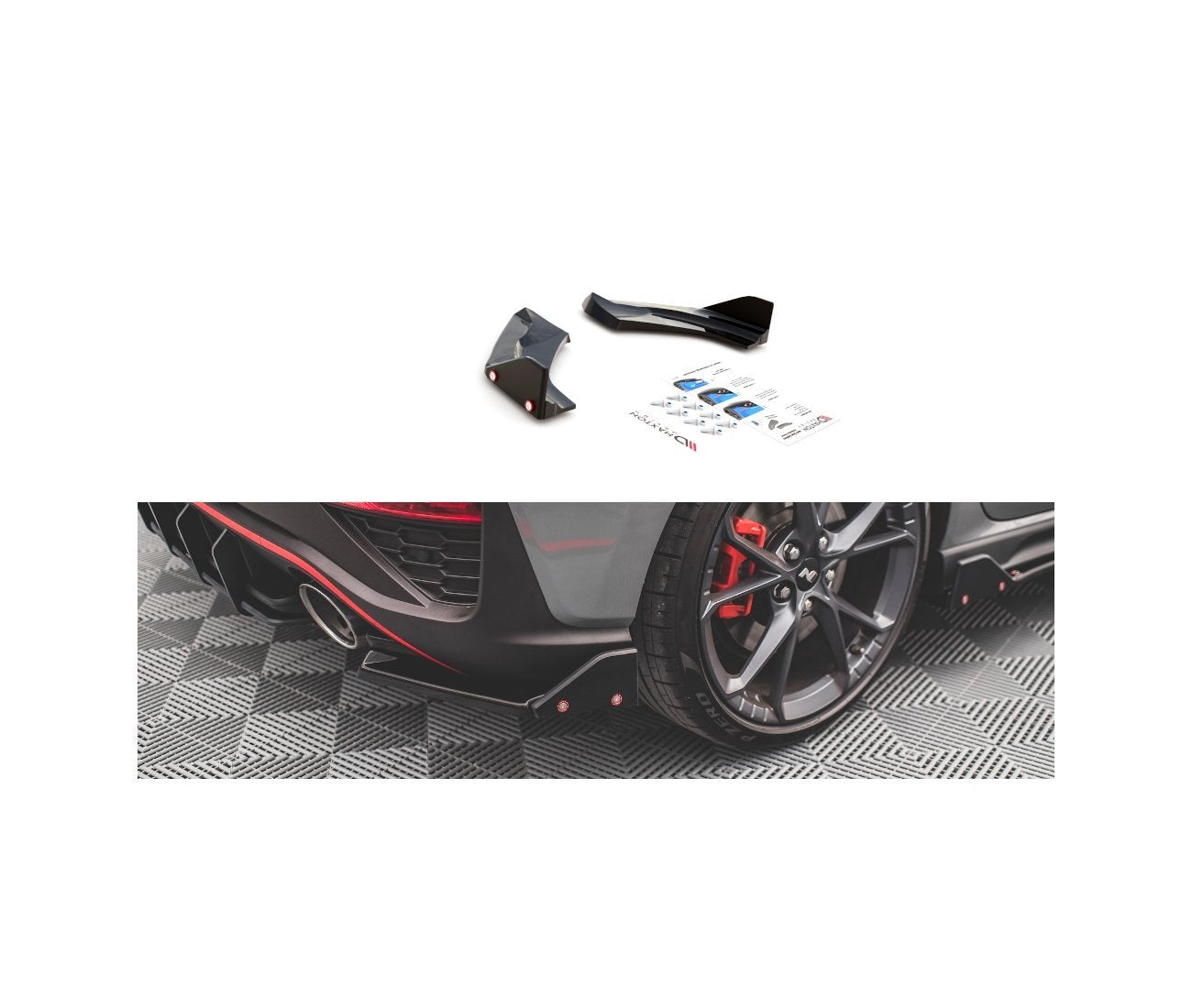 Heck Ansatz Flaps Diffusor +Flaps für V.1 Hyundai I30 N Hatchback Mk3 Facelift