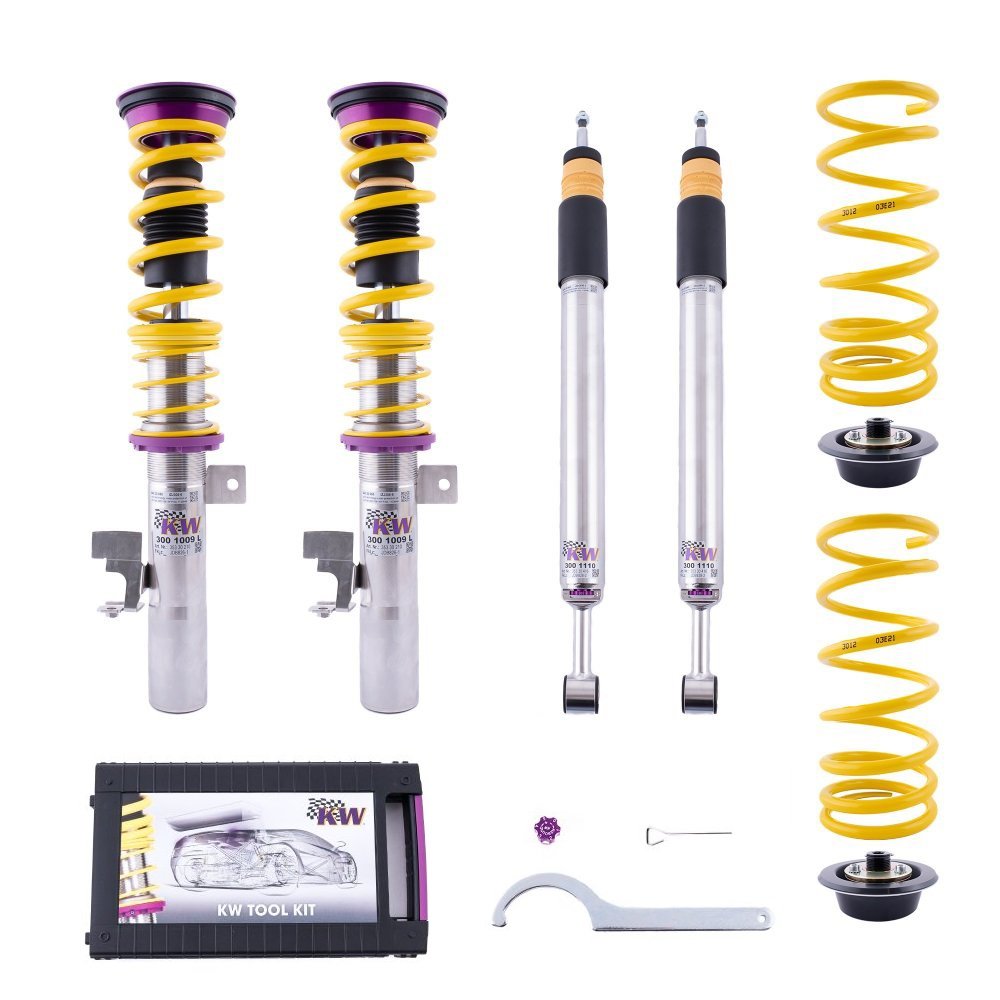 KW Gewindefahrwerk V3 Inox (mit Druck- & Zugstufendämpfung) für Skoda Octavia III Limousine Typ 5E Facelift Ø 55mm, ohne DCC