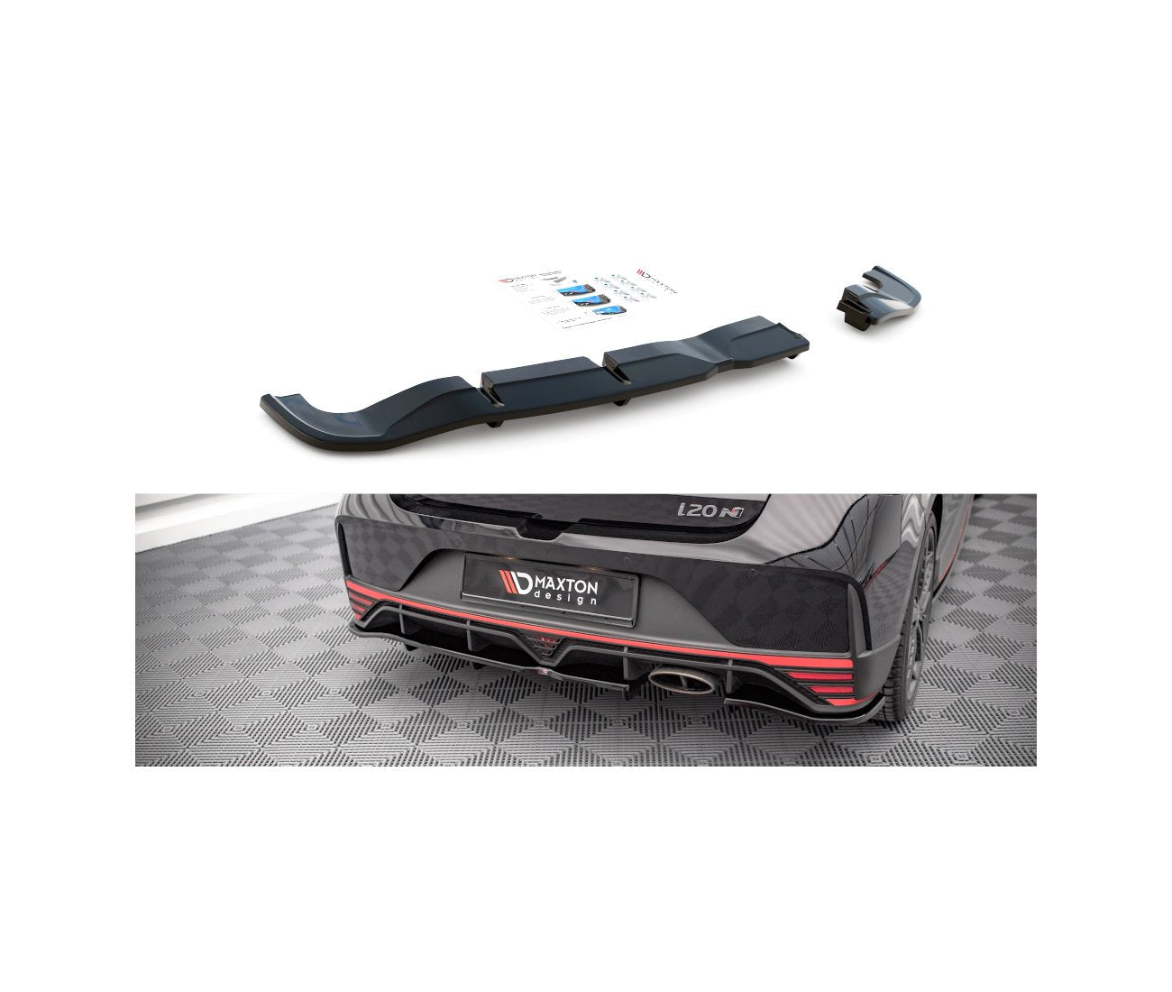 Mittlerer Cup Diffusor Heck Ansatz DTM Look für Hyundai I20 N Mk3