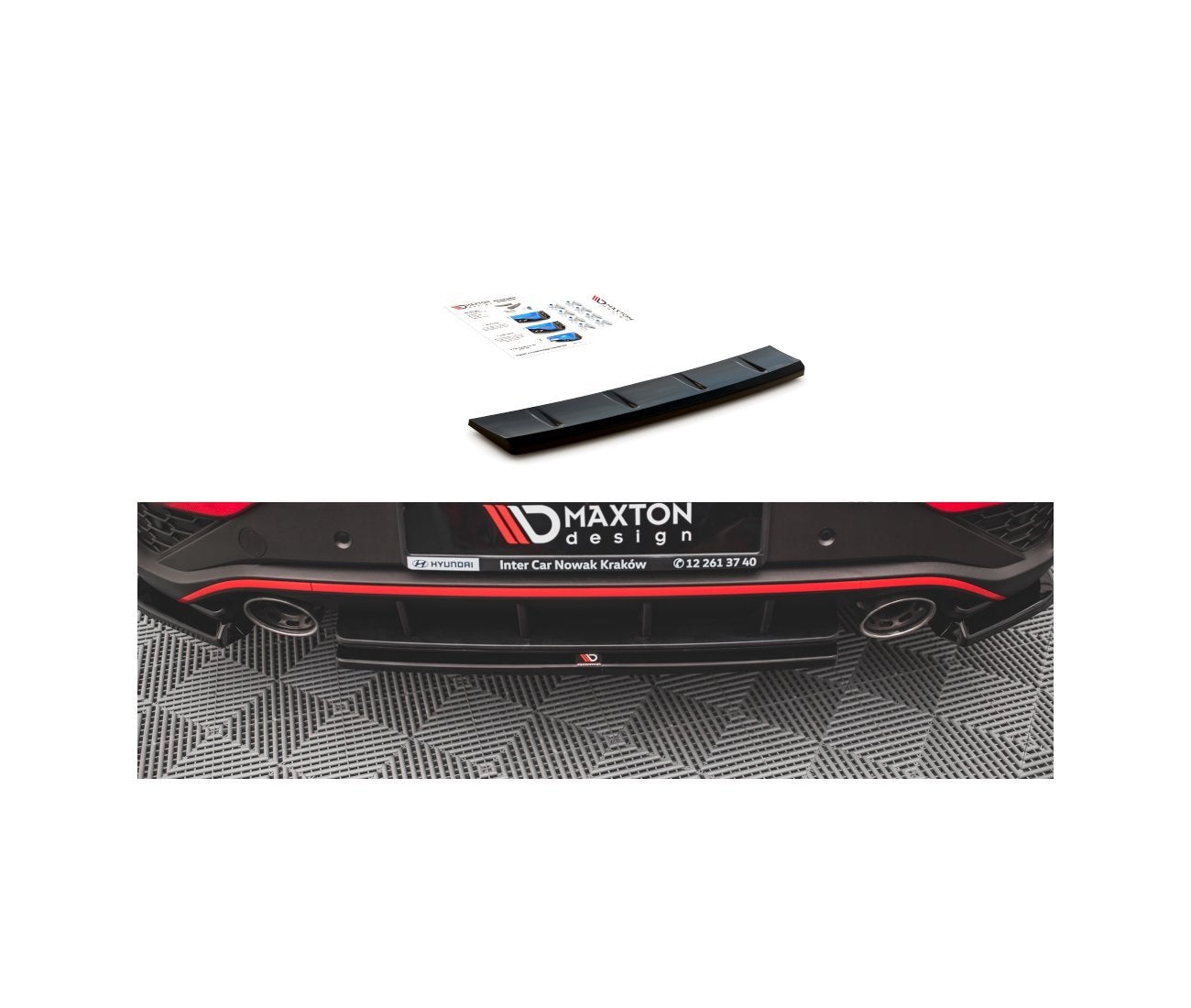 Mittlerer Cup Diffusor Heck Ansatz für Hyundai I30 N Hatchback Mk3 Facelift