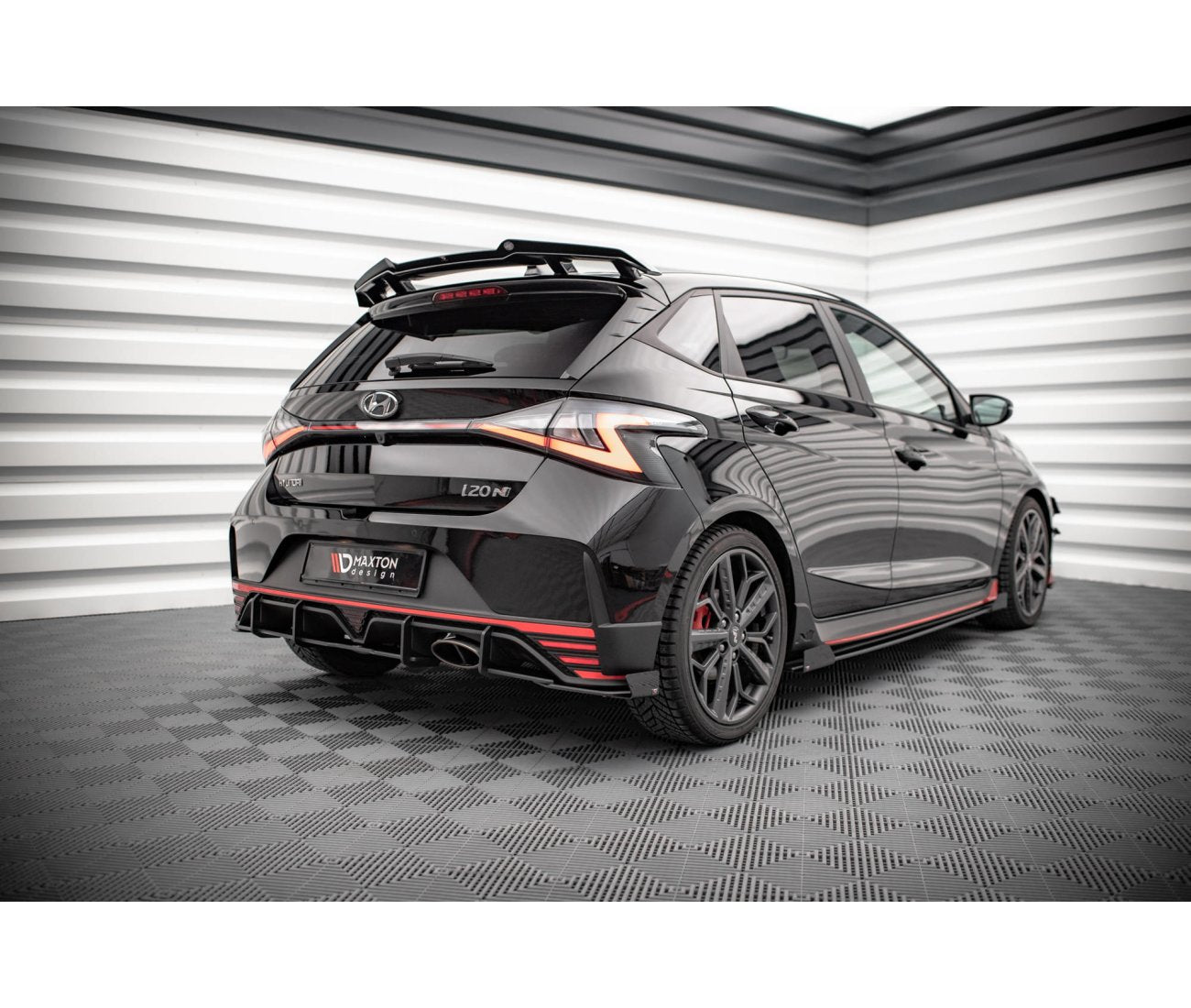 Street Pro Heck Ansatz Flaps Diffusor +Flaps für Hyundai I20 N Mk3 schwarz Hochglanz