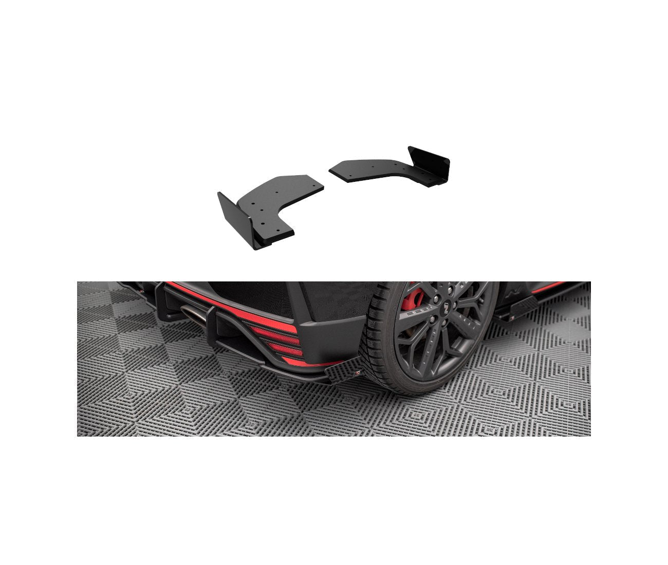 Street Pro Heck Ansatz Flaps Diffusor +Flaps für Hyundai I20 N Mk3 schwarz Hochglanz